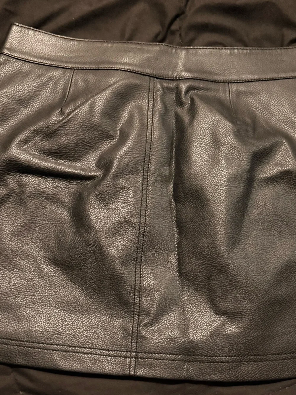 Free People Black Faux Leather Zip-Front Mini Skirt